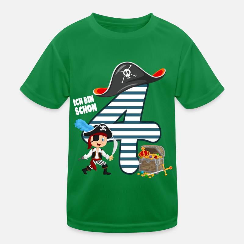 4 Jahre alt Geburtstag Junge Pirat Kinder Funktions-T-Shirt