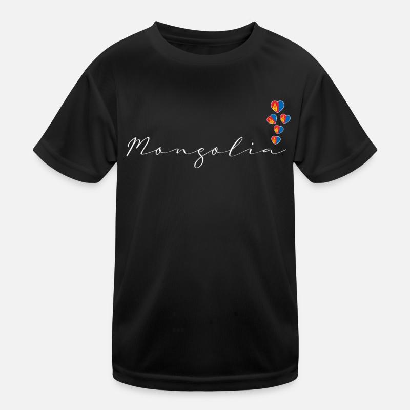 Mongolei - Kinder Funktions-T-Shirt - Schwarz