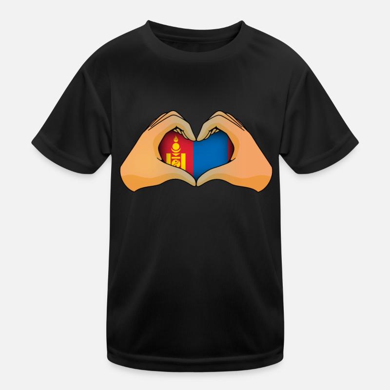 Mongolei - Kinder Funktions-T-Shirt - Schwarz