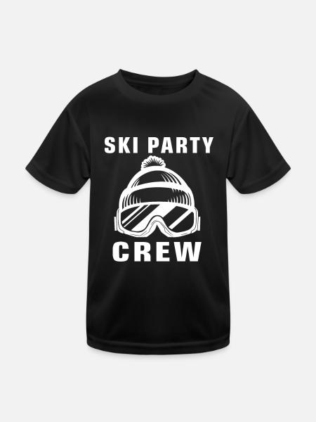 Ski Party Crew Skifahrer Skifahrerin Team Partner - Kinder Funktions-T-Shirt - Schwarz - Vorne