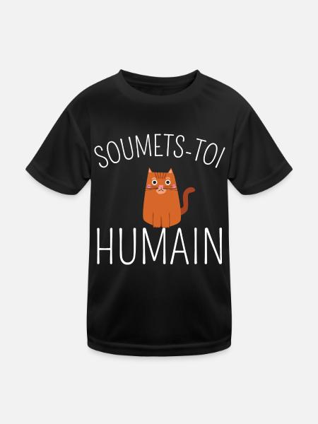 Chat humour soumets-toi humain humour chat cadeau - T-shirt sport Enfant - noir - Devant