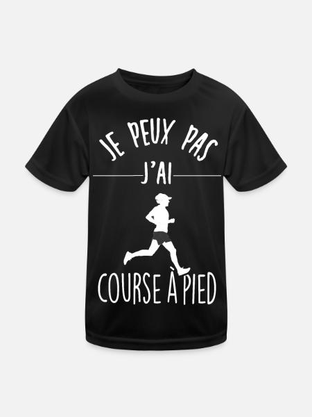 Je peux pas j'ai Course à pied - T-shirt sport Enfant - noir - Devant