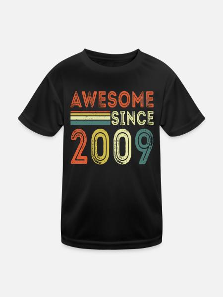Awesome since 2009 retro t-shirt 2009 - Kinder Funktions-T-Shirt - Schwarz - Vorne