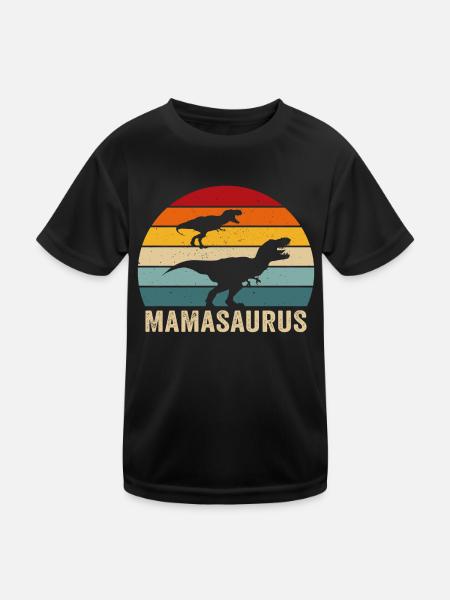 Retro mamasaurus mama dino saurier mutter - Kinder Funktions-T-Shirt - Schwarz - Vorne
