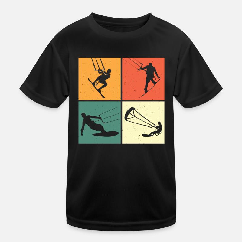 Retro kiteboarder kiteboard kitesurf kiteboarder Kids Functional T-Shirt