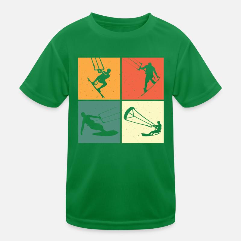 Kiteboarder retrò kiteboard kitesurf kiteboarder Maglietta sportiva per bambini