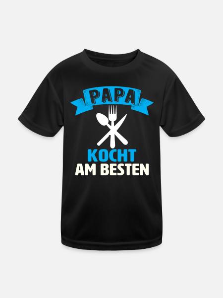 Papa Kocht Am Besten - Kinder Funktions-T-Shirt - Schwarz - Vorne