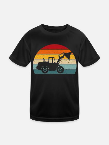 Radlader retro radladerfahrer - Kinder Funktions-T-Shirt - Schwarz - Vorne