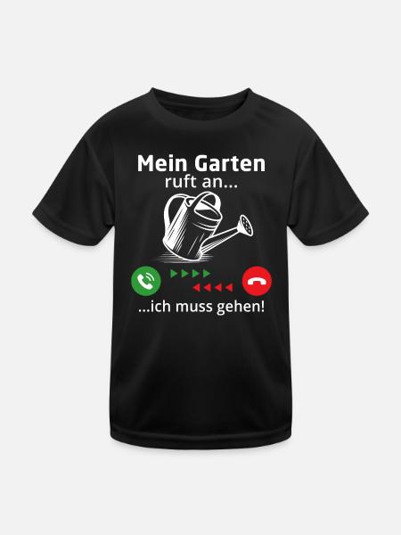 Mein garten ruft an ich muss gehen - Kinder Funktions-T-Shirt - Schwarz - Vorne