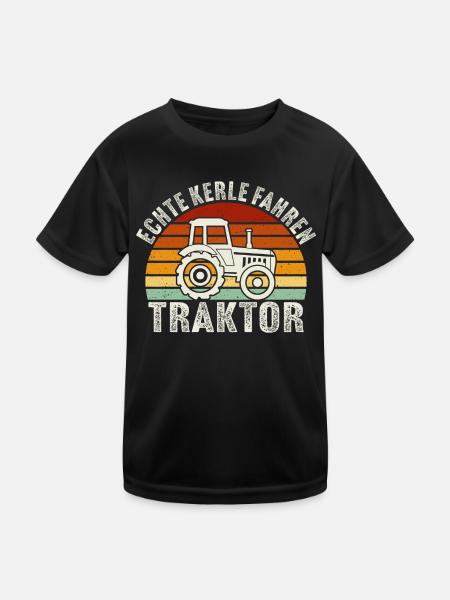 echte kerle fahren traktor geschenk bauer landwirt - Kinder Funktions-T-Shirt - Schwarz - Vorne