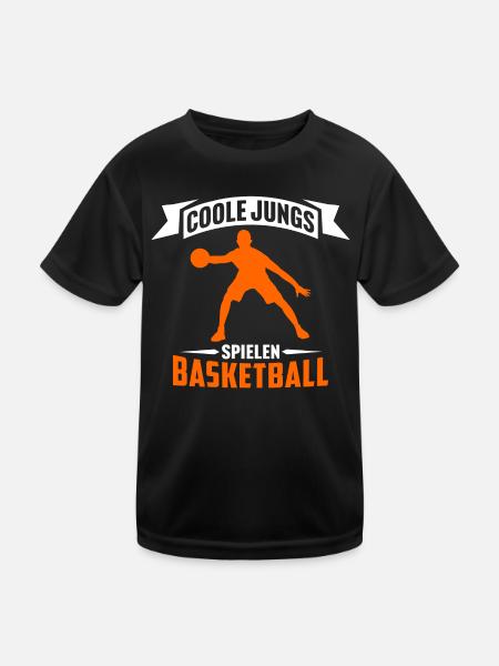coole jungs spielen basketball basketballer jungs - Kinder Funktions-T-Shirt - Schwarz - Vorne
