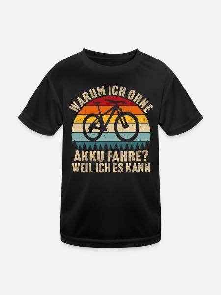 Warum ich ohne Akku fahre Weil ich es kann - Kinder Funktions-T-Shirt - Schwarz - Vorne