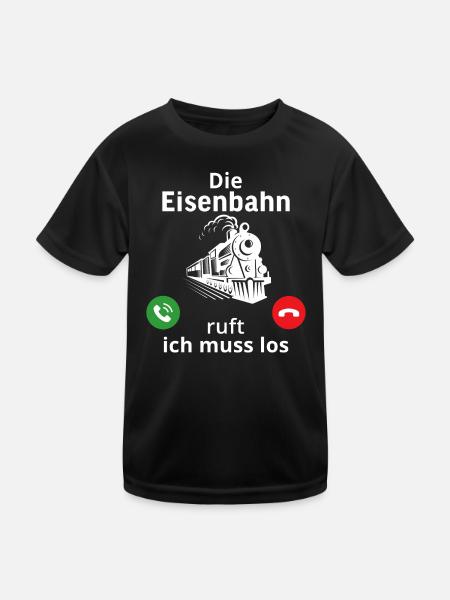 Die eisenbahn ruft und ich muss los lokführer - Kinder Funktions-T-Shirt - Schwarz - Vorne