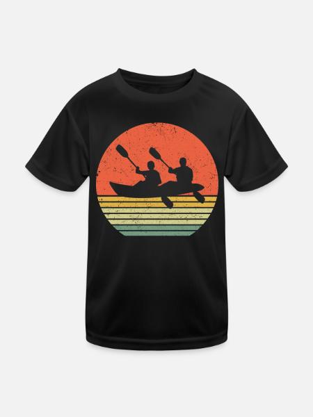 Kajak Kanu retro kajakfahren Rudern Ruderer Team - Kinder Funktions-T-Shirt - Schwarz - Vorne