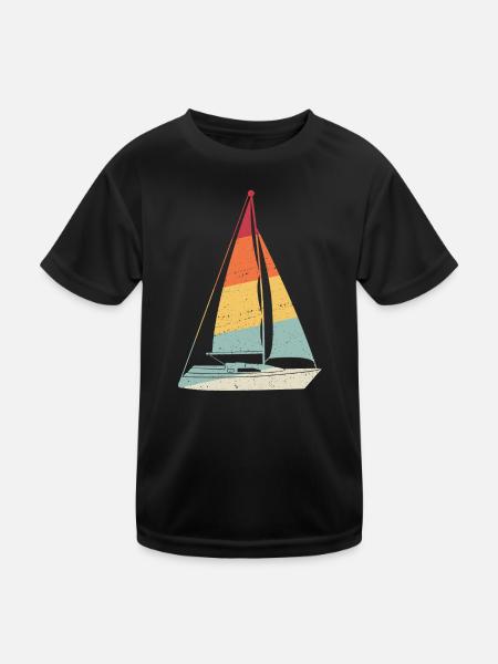 Sailing Sailboat Retro Sailing Ship Sea Yacht - Kids Functional T-Shirt - black - Front