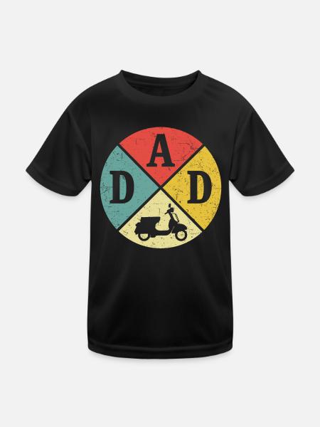Vater roller t-shirt rollerfahren retro moped - Kinder Funktions-T-Shirt - Schwarz - Vorne
