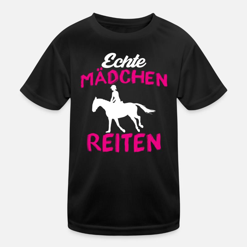 Echte mädchen reiten Kinder Funktions-T-Shirt