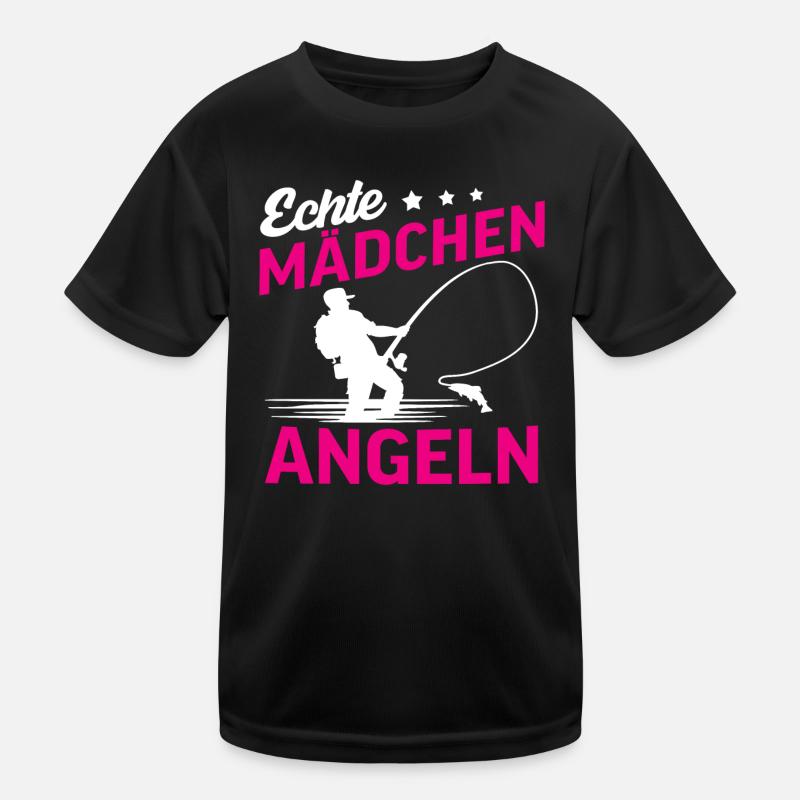 Echte Mädchen Angeln Kinder Funktions-T-Shirt