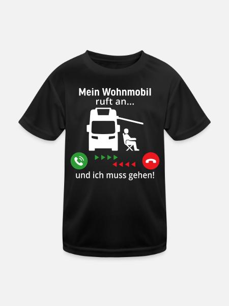 mein Wohnmobil ruft an und ich muss gehen - Kinder Funktions-T-Shirt - Schwarz - Vorne