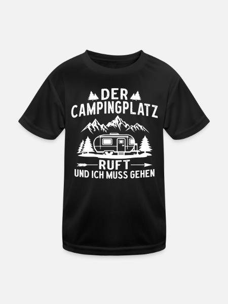 Der Campingplatz ruft und ich muss gehen - Kinder Funktions-T-Shirt - Schwarz - Vorne