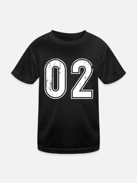 02 Jahre Retro Trikot Nummer 02 T-hirt Nummer - Kinder Funktions-T-Shirt - Schwarz - Vorne