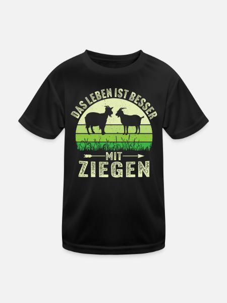 Das Leben ist besser mit Ziegen - Kinder Funktions-T-Shirt - Schwarz - Vorne