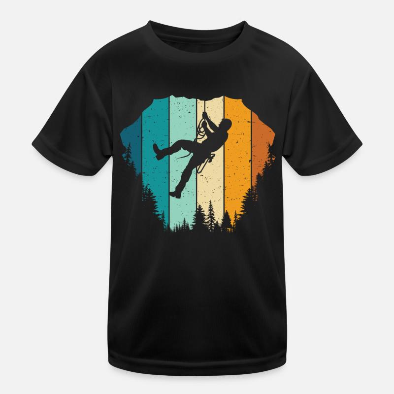Rock Climbing Climber - Kids Functional T-Shirt - black