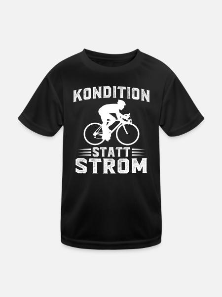 Kondition Statt Strom Fahrrad Rennrad - Kinder Funktions-T-Shirt - Schwarz - Vorne