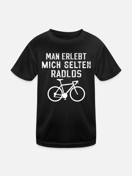 Man erlebt mich selten Radlos - Kinder Funktions-T-Shirt - Schwarz - Vorne