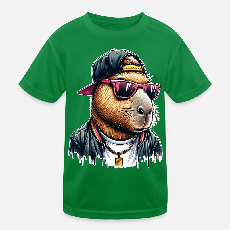 Capybara Cap Sonnebrille Cool Kinder Funktions-T-Shirt