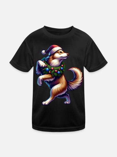 Promenades amusantes de chiens de Noël - T-shirt sport Enfant - noir - Devant