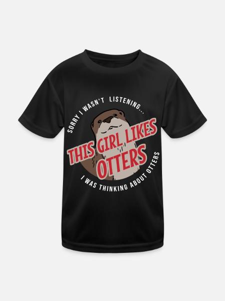 Girl Likes Otters süßes Zitat Seeotter Tier - Kinder Funktions-T-Shirt - Schwarz - Vorne