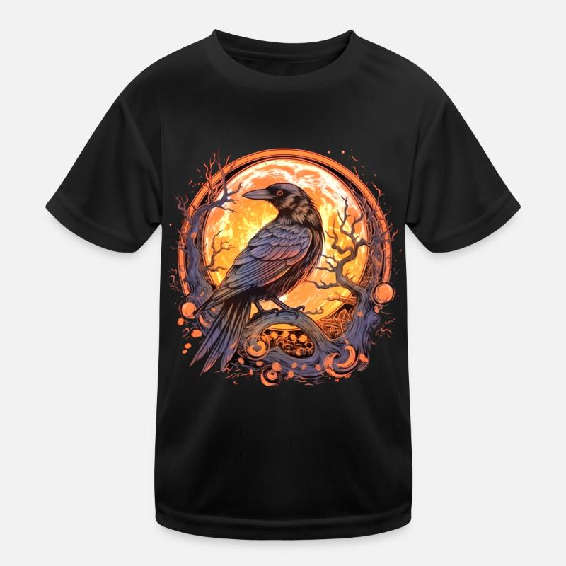 Raven, Full Moon, Celtic, Norse, Pagan, Bird, Kids Functional T-Shirt