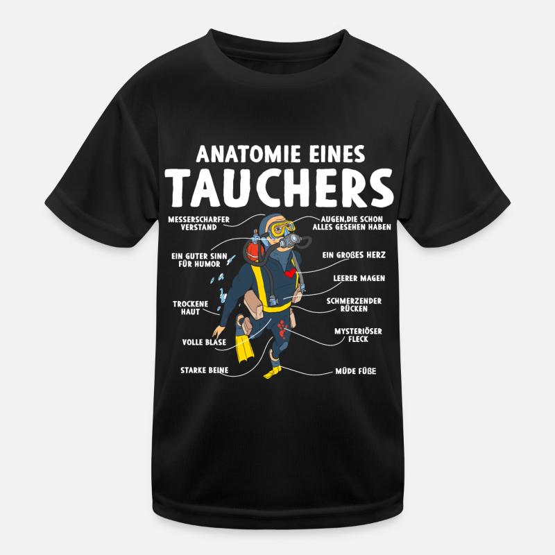Anatomie eines Tauchers Kinder Funktions-T-Shirt
