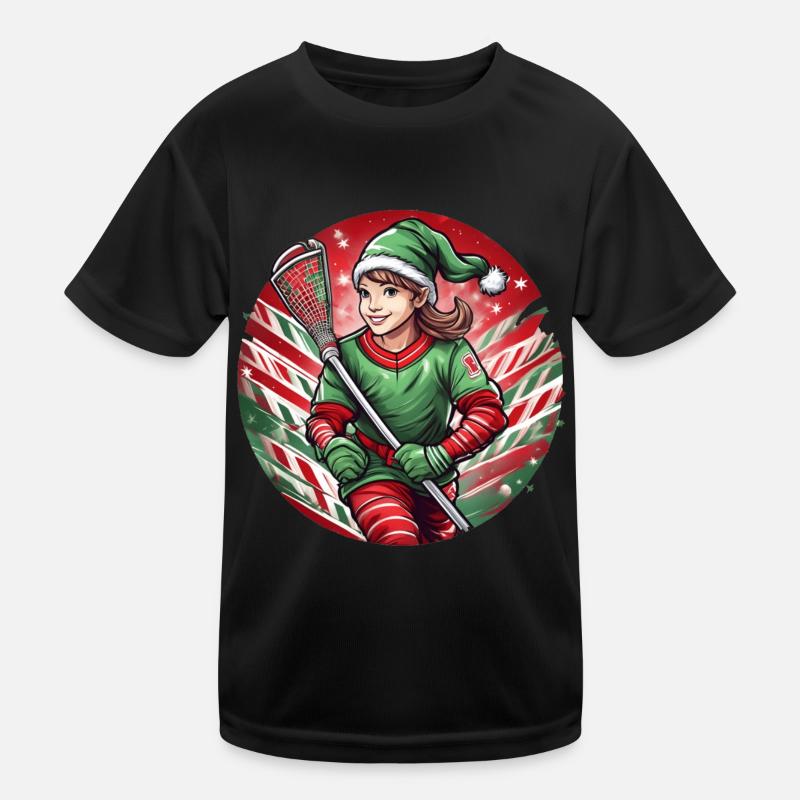 Weihnachtself Lacrosse Kinder Funktions-T-Shirt