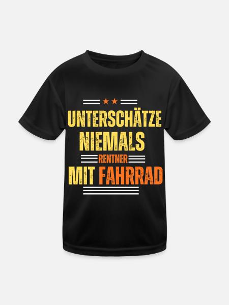 Unterschätze niemals Rentner mit Fahrrad Spruch - Kinder Funktions-T-Shirt - Schwarz - Vorne