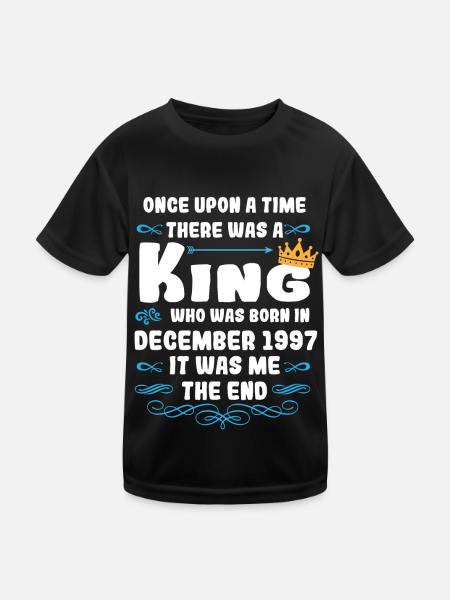 Es war einmal ein König. Dezember 1997 Geburtstag - Kinder Funktions-T-Shirt - Schwarz - Vorne