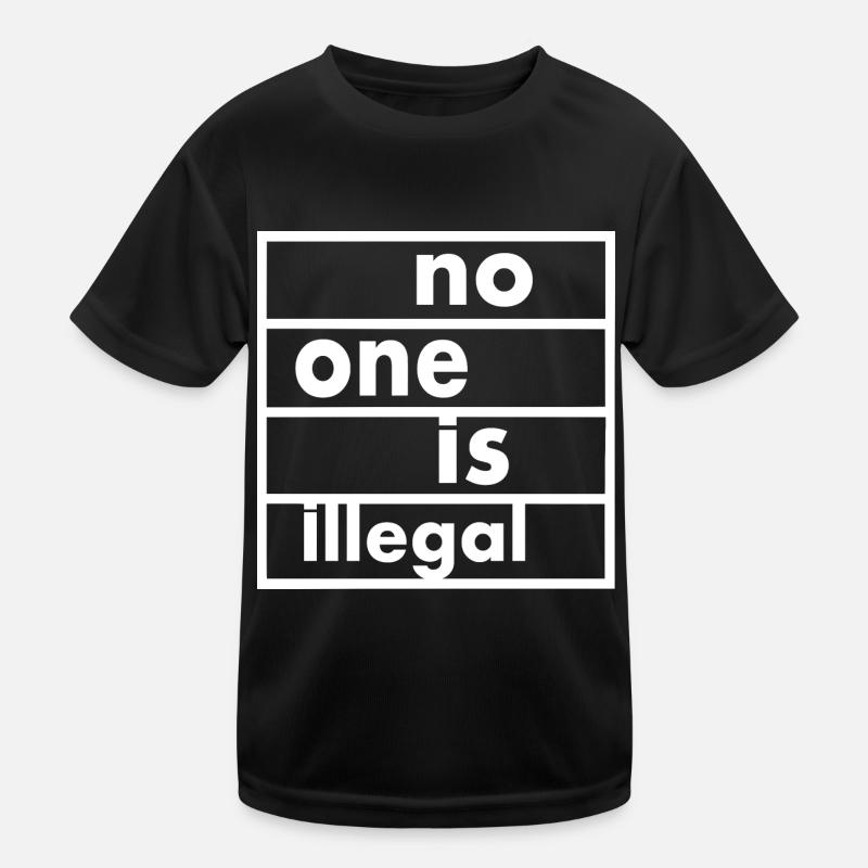 No one is illegal - Kinder Funktions-T-Shirt - Schwarz