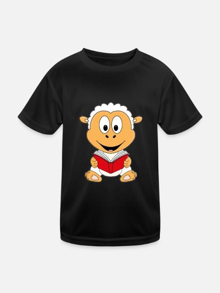 SCHAF - BUCH - LESEN - TIER - SCHAFE - GESCHICHTE - Kinder Funktions-T-Shirt - Schwarz - Vorne