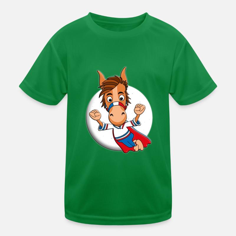 PFERD - SUPERHELD - MONDSCHEIN - HELD - PONY Kinder Funktions-T-Shirt