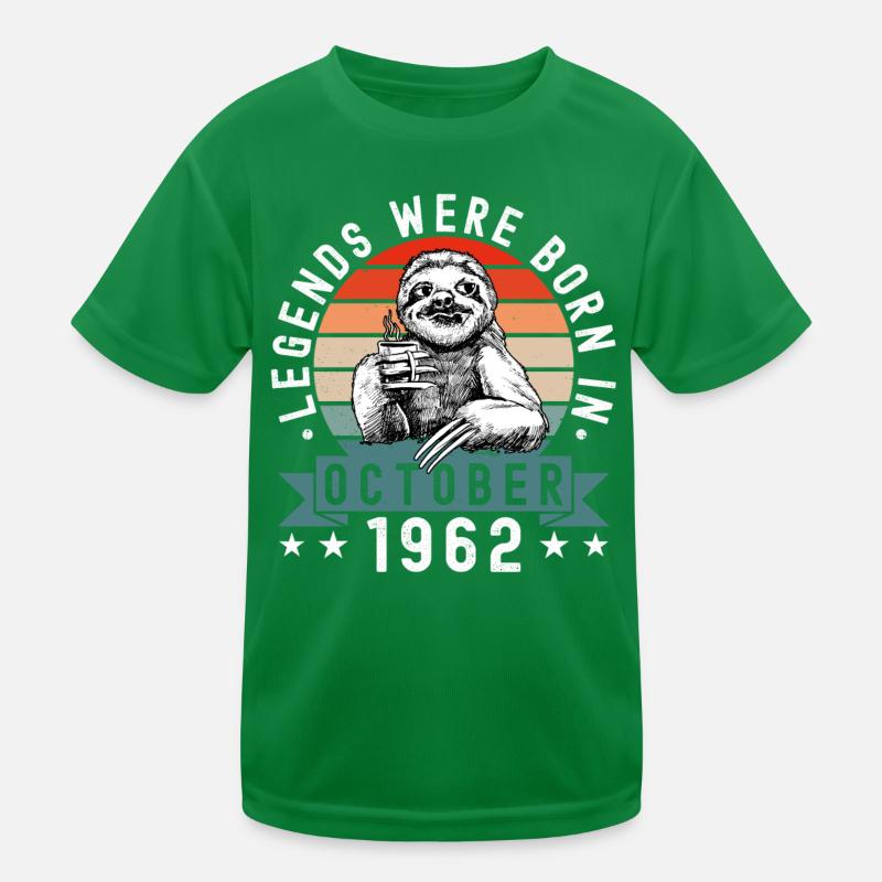 Legends Were Born In October 1962 Sloth Sloth Kids Functional T-Shirt