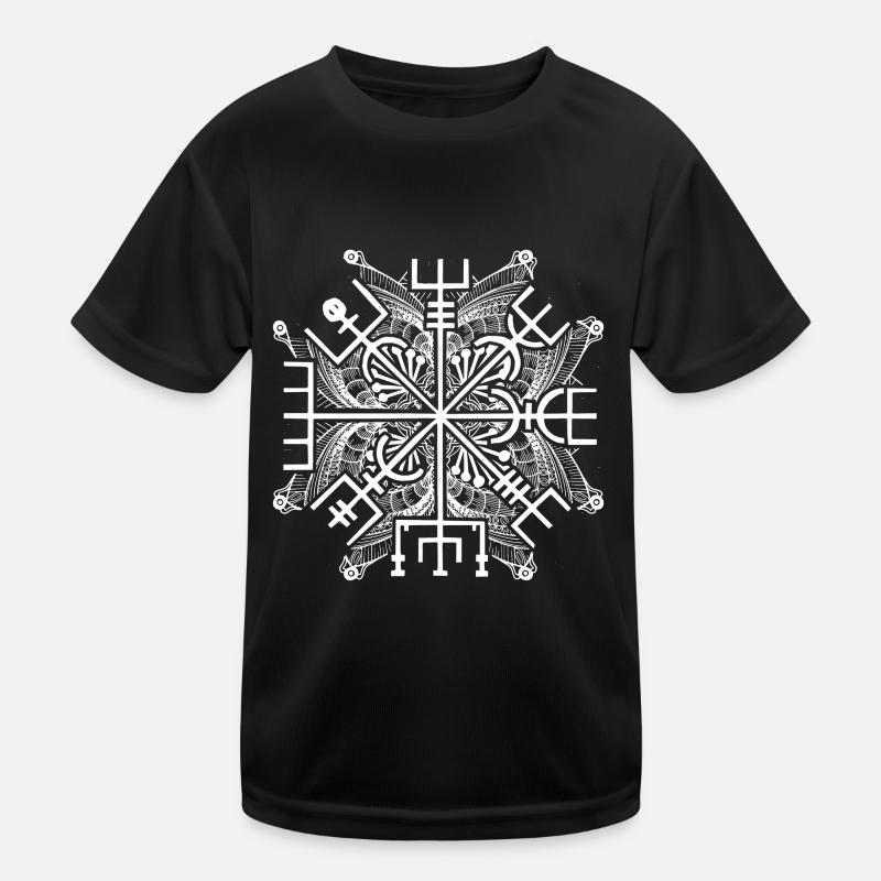 Wegweiser RUNEN viking CELTIC - VEGVISIR - Kinder Funktions-T-Shirt - Schwarz