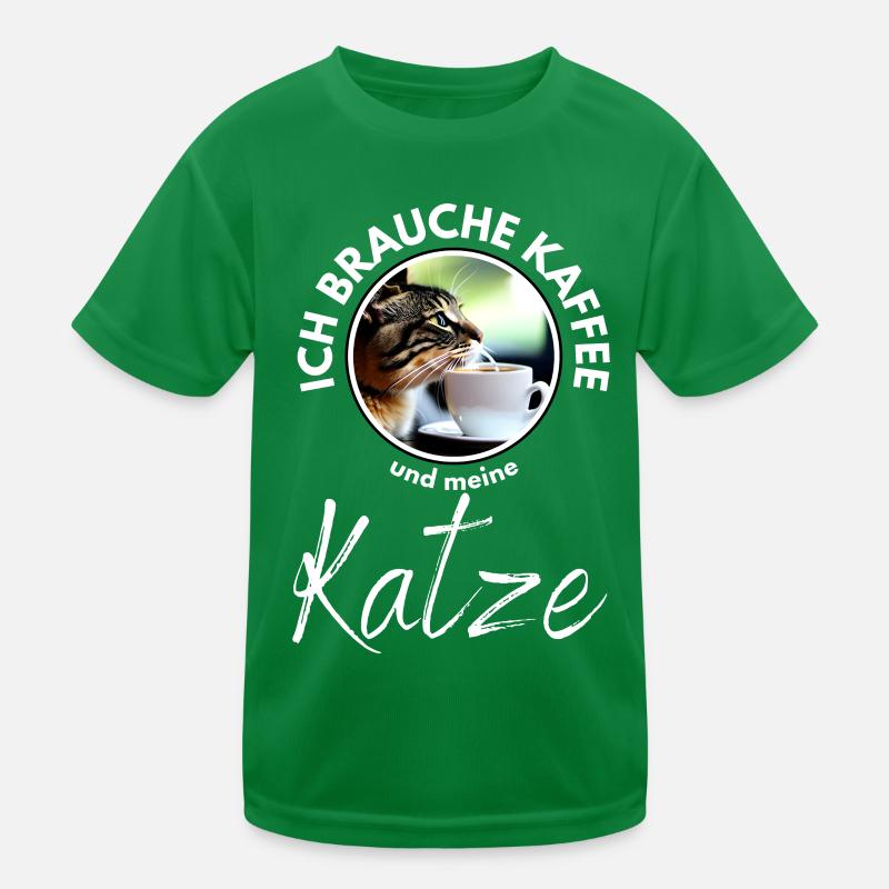 Katze Katzen Kaffee Kinder Funktions-T-Shirt