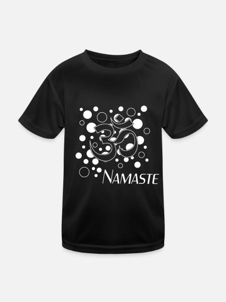 Namaste - Kinder Funktions-T-Shirt - Schwarz - Vorne