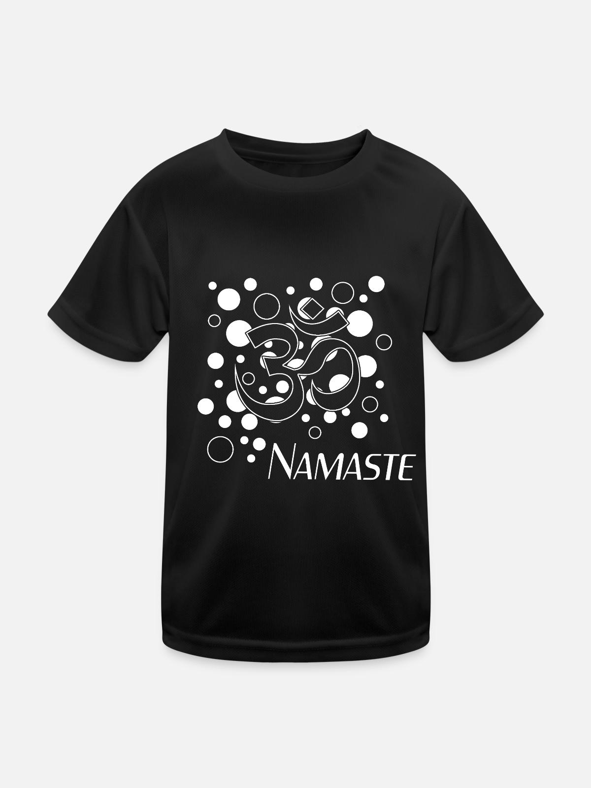 Namaste - Kinder Funktions-T-Shirt - Schwarz - Vorne