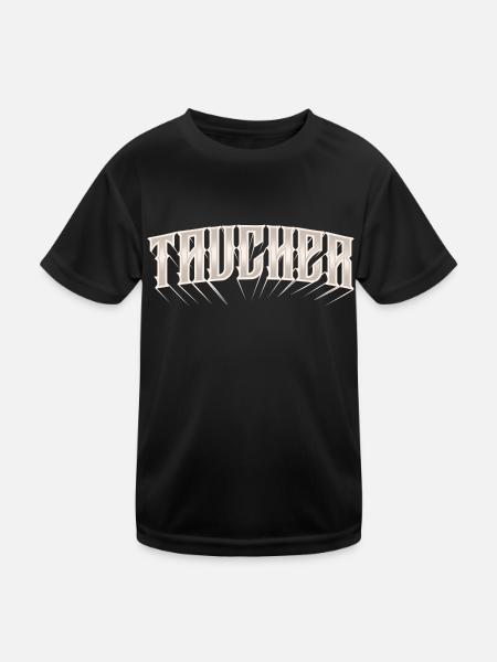 Taucher Tauchen - Kinder Funktions-T-Shirt - Schwarz - Vorne