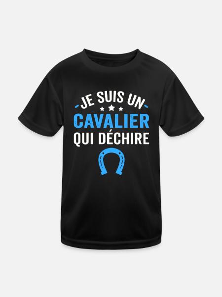 je suis un cavalier qui déchire - T-shirt sport Enfant - noir - Devant