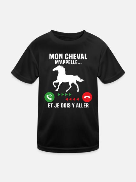 mon cheval m'appelle et je dois y aller - T-shirt sport Enfant - noir - Devant