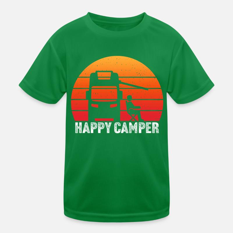 retro sunset happy camper camping car camping Kids Functional T-Shirt