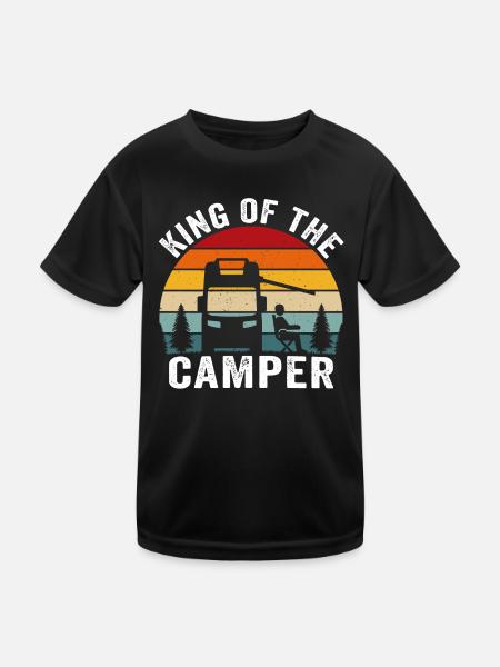 King of the camper funny camper t-shirt camping - Kids Functional T-Shirt - black - Front